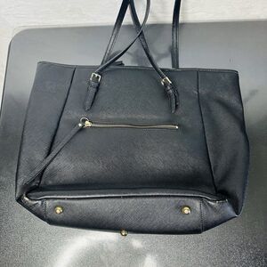 Sorial Womens Large Black Saffiano Leather Satchel Tote Black Double Handles